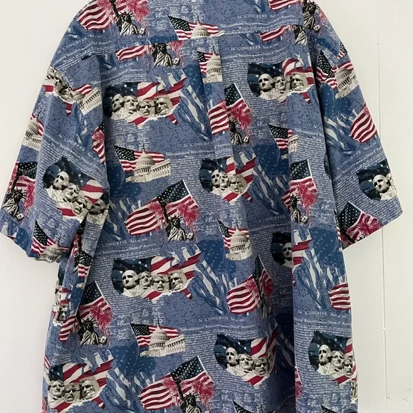Cotton Traders Sport Patriotic Button Up Shirt Mt. Rushmore & Capitol Size XL - Picture 11 of 15